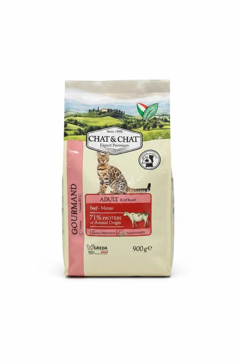 Chat & Chat Expert Premium Gourmand Adult Cat Food with Beef - 900g