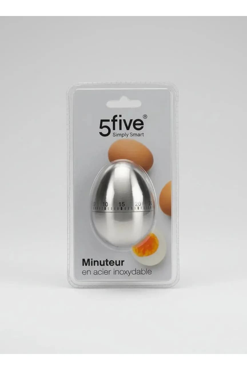 5five Stainless Steel Kitchen Timer – Egg-Shaped Mechanical Timer