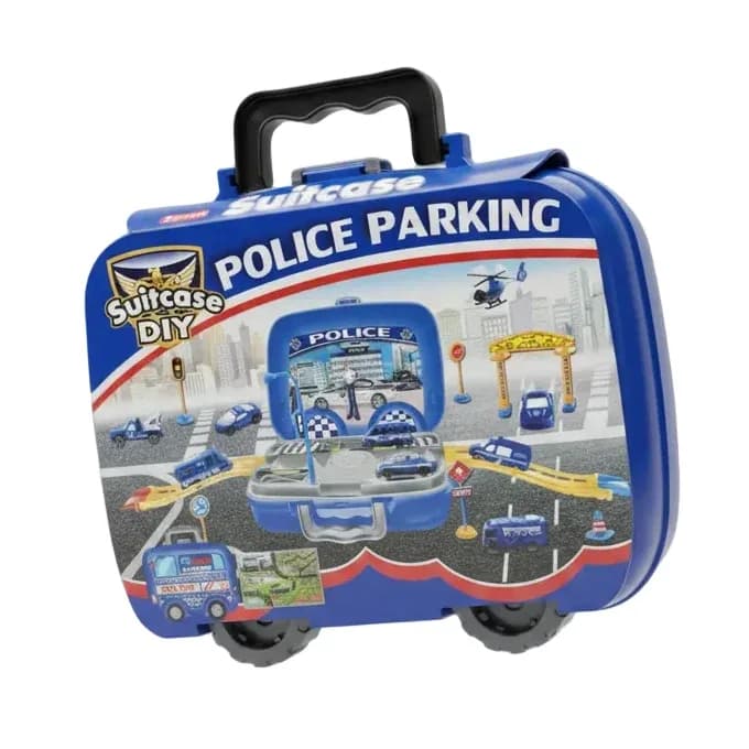 Suitcase DIY Police Parking Toy Playset
