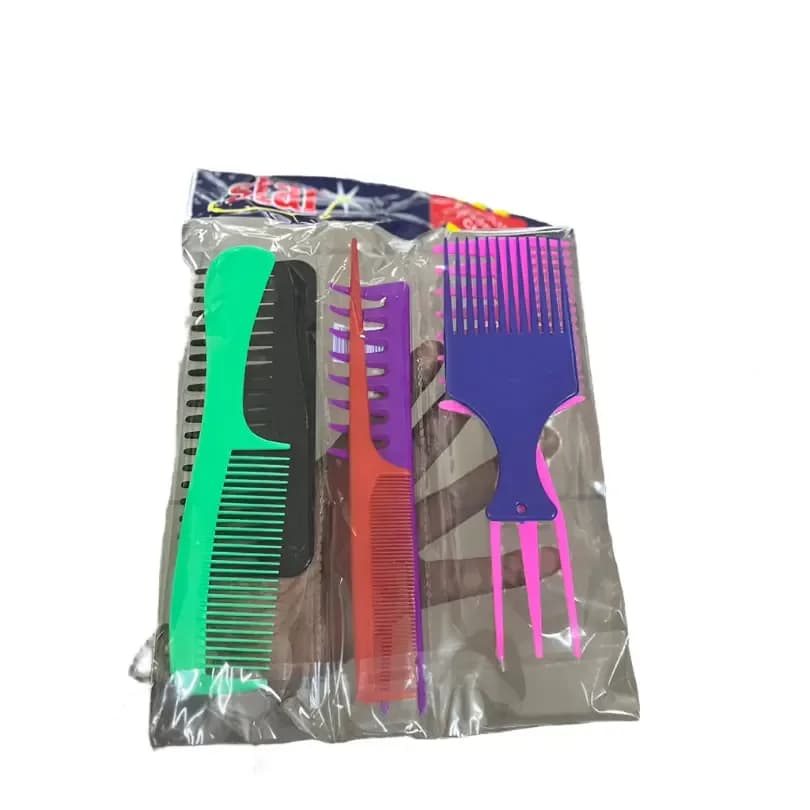 Star 6-Piece Comb Set - Vibrant Colors for Styling & Detangler