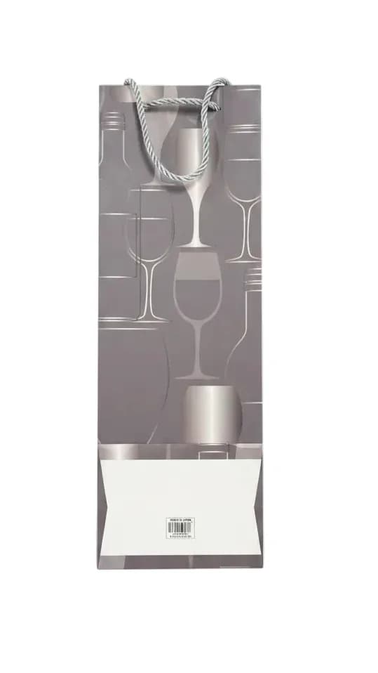 Silver Wine & Glass Pattern Bottle Gift Bag 26*32*10 cm