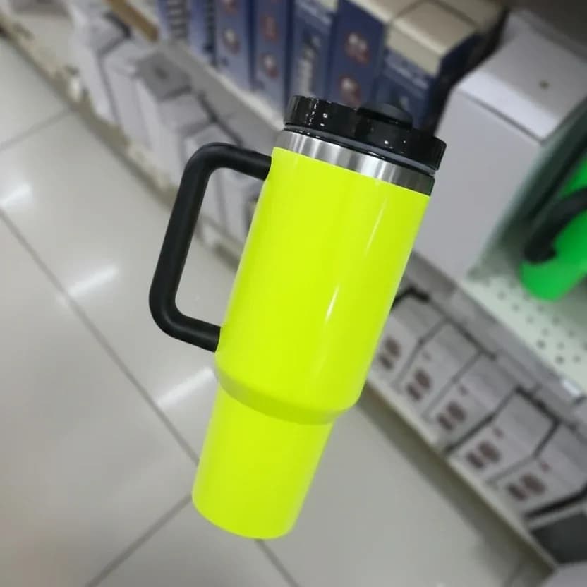 Neon Yellow Insulated Travel Tumbler 1L