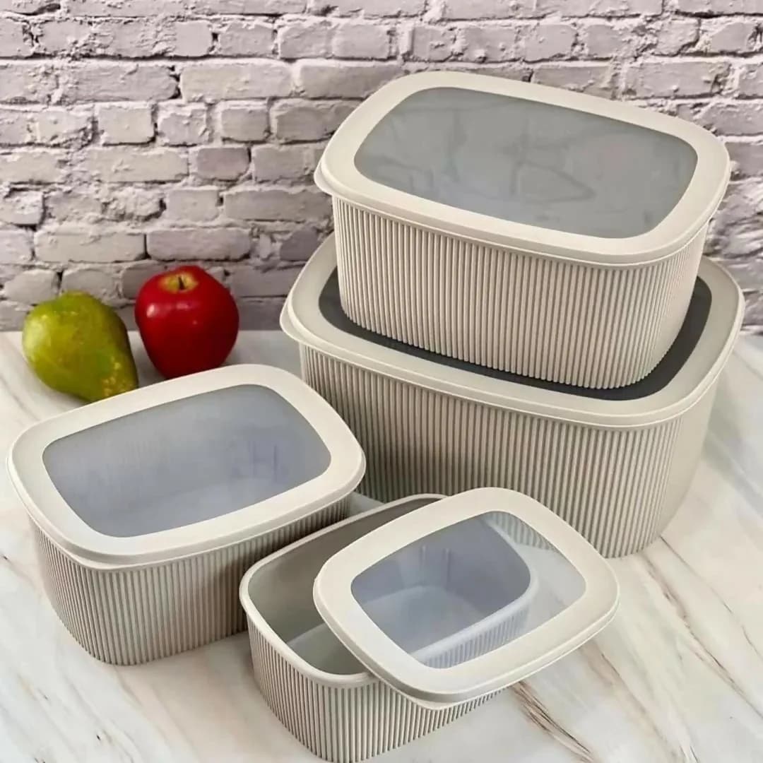 Food Storage Container Set with Lids different sizes 4pcs, Extra Large (2.5–3L): salads Large (1.5–2L): Medium (750ml–1L): smmal(300_500ml)