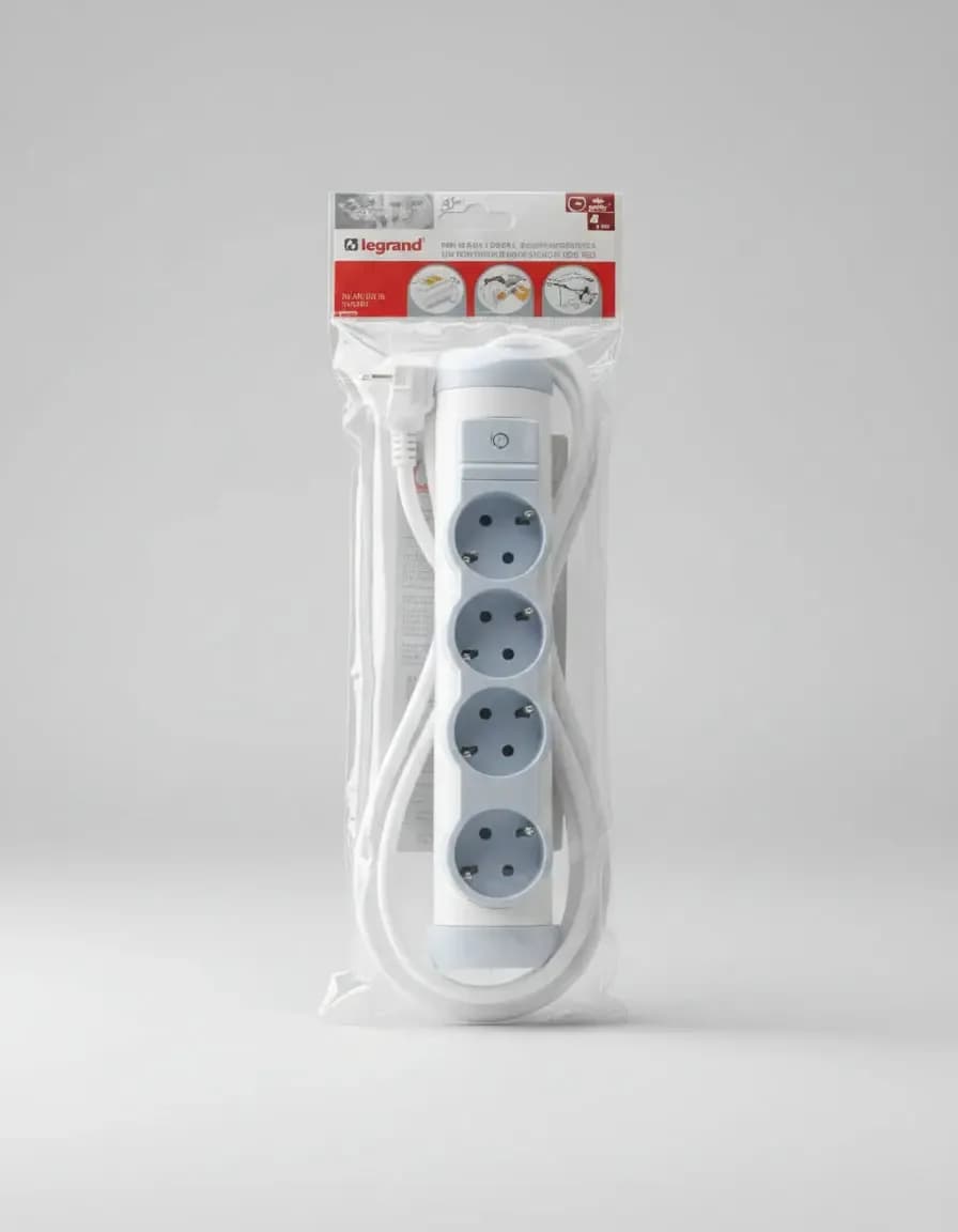 Legrand 4-Outlet Extension Power Strip – French Type Socket (16A, 230–240V)3m