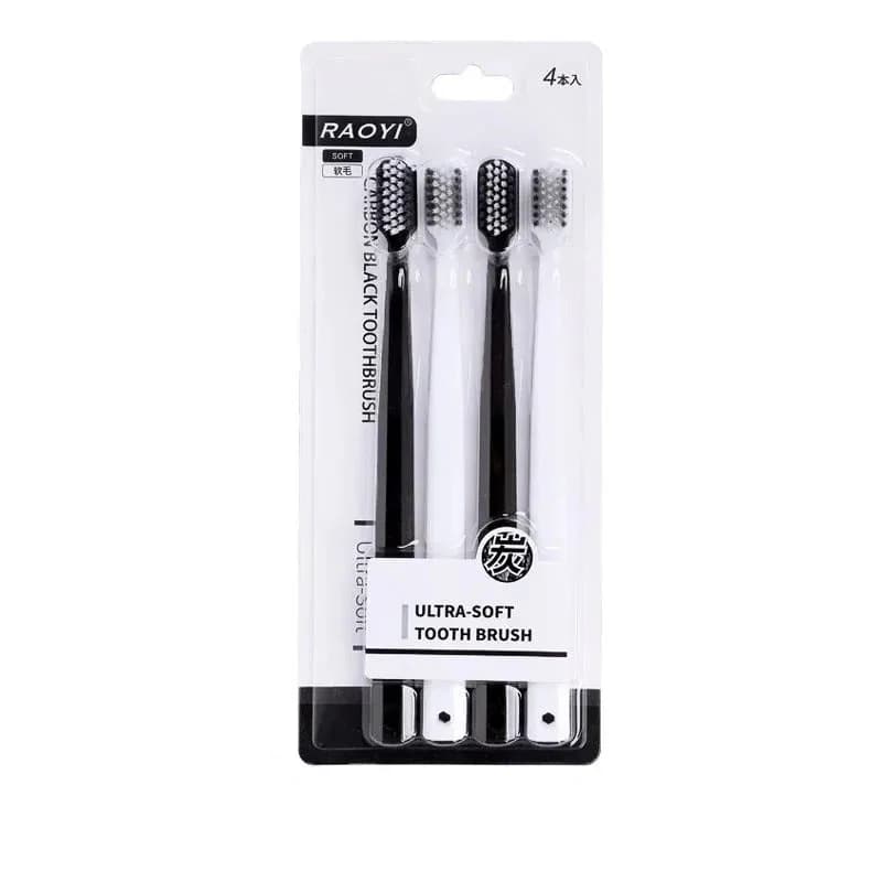 RAOYI Ultra-Soft Carbon Black Toothbrush – 4pcs