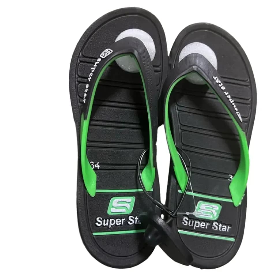 Men's Super Star Flip Flops with Green Straps(Available size 34)