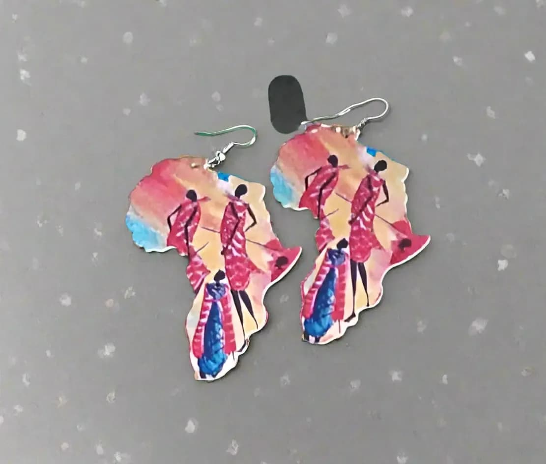 African Continent Shaped Earrings