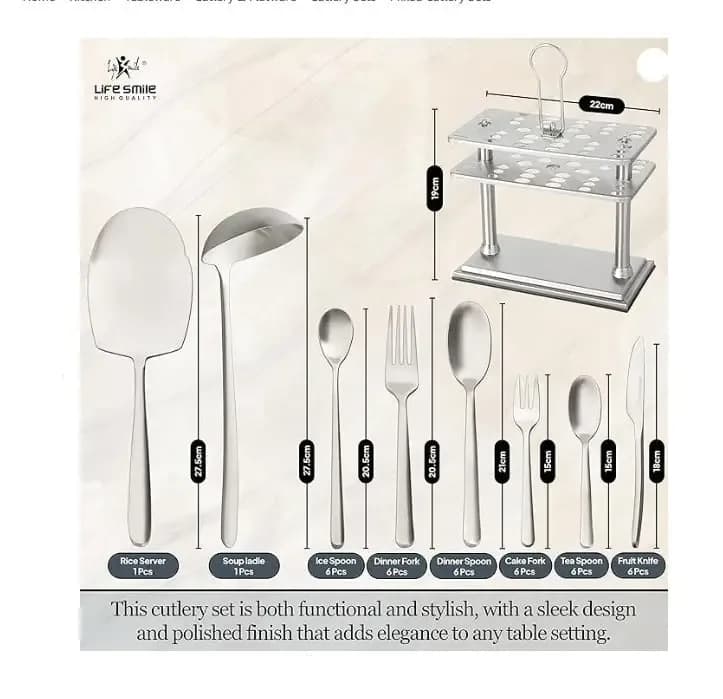 Quality Stainless Steel Sliver Flatware Set with Stand 38pcs