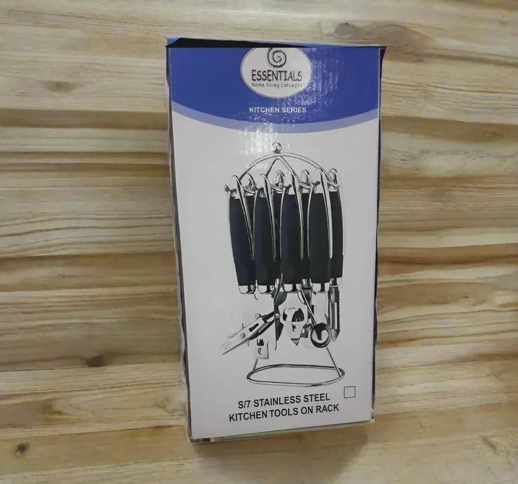 7-Piece Stainless Steel Kitchen Tool Set with Rack