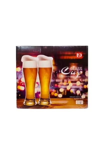 Glass Cup Elegant Beer Mug Set 6pcs, 580 ml