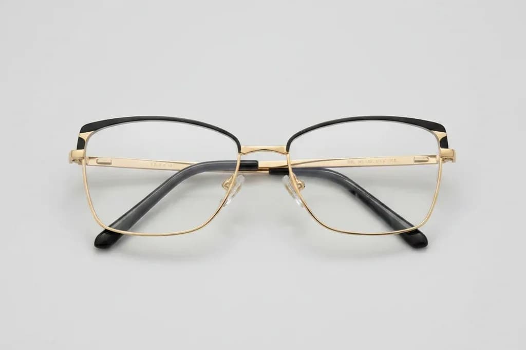 Elegant Square Metal Glasses - Black & Gold