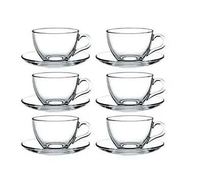 Transparent Glass Cup Coffee Tea Cup With Saucer
