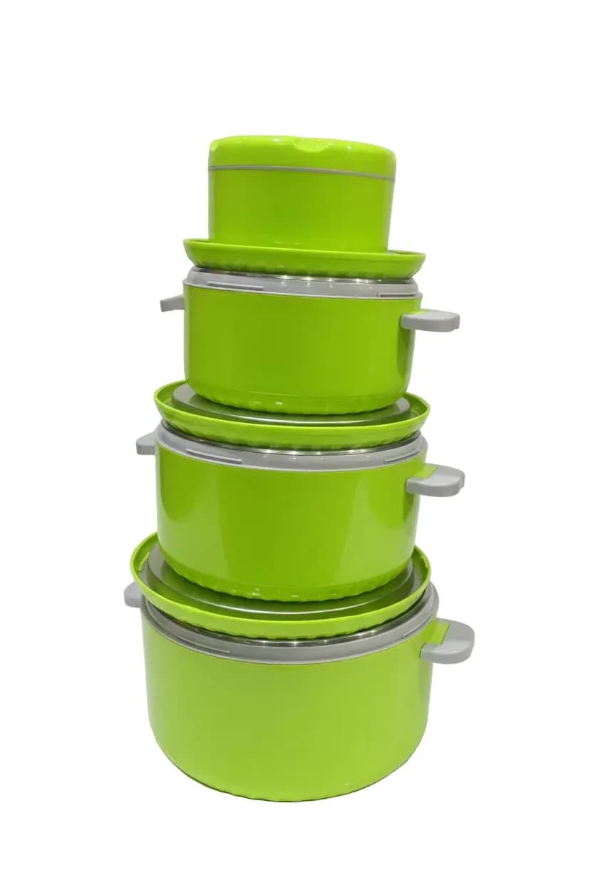 4-Piece Insulated Food Warmer Hot Pot Set - Lime Green