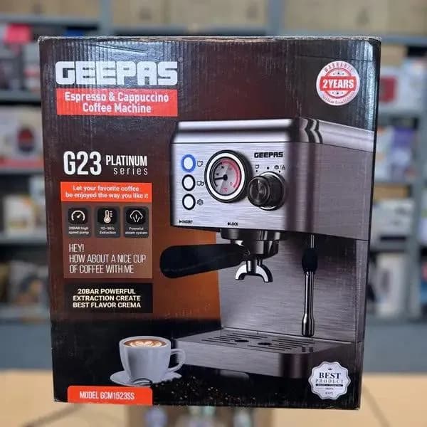 GEEPAS Espresso & Cappuccino Coffee Machine Model GCM1523SS