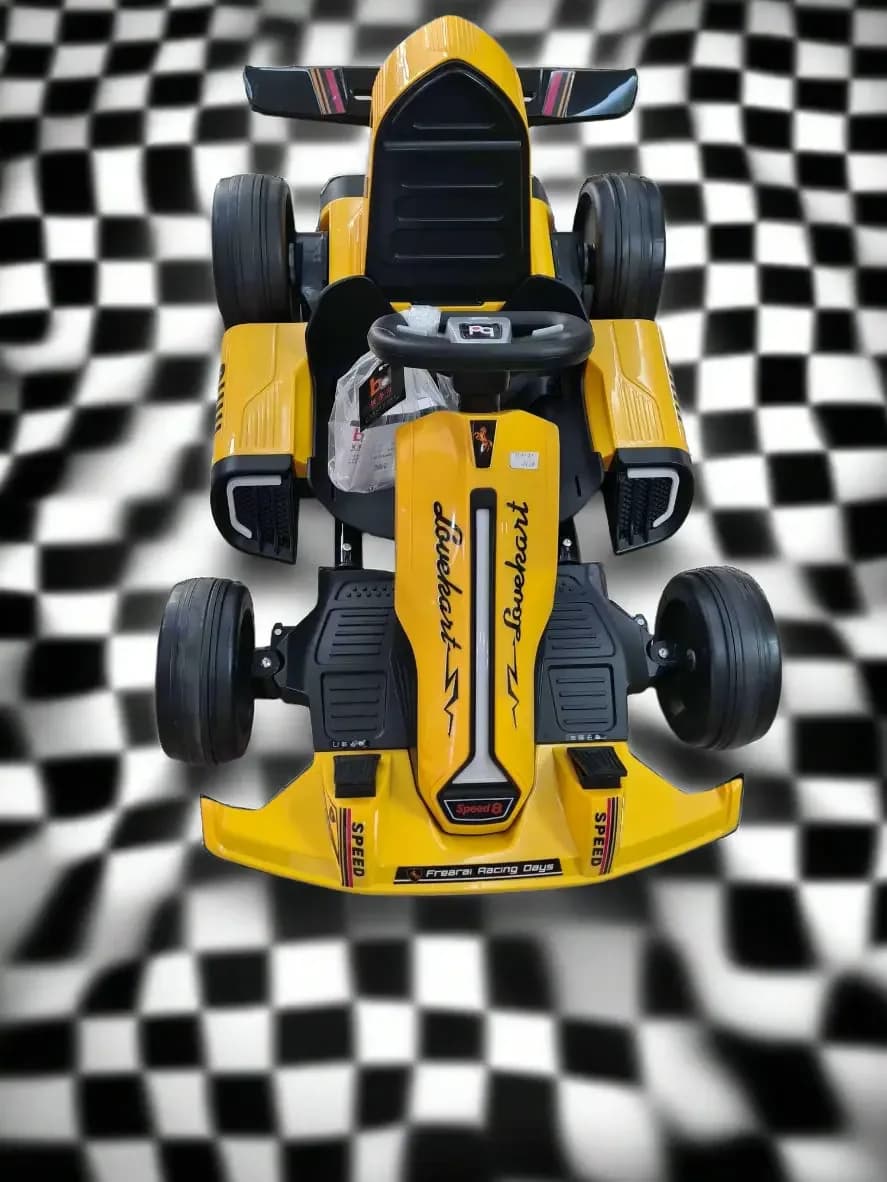 Lovekart Electric Go-Kart Toy Car for Kids - Yellow, 12V, High-Speed Fun