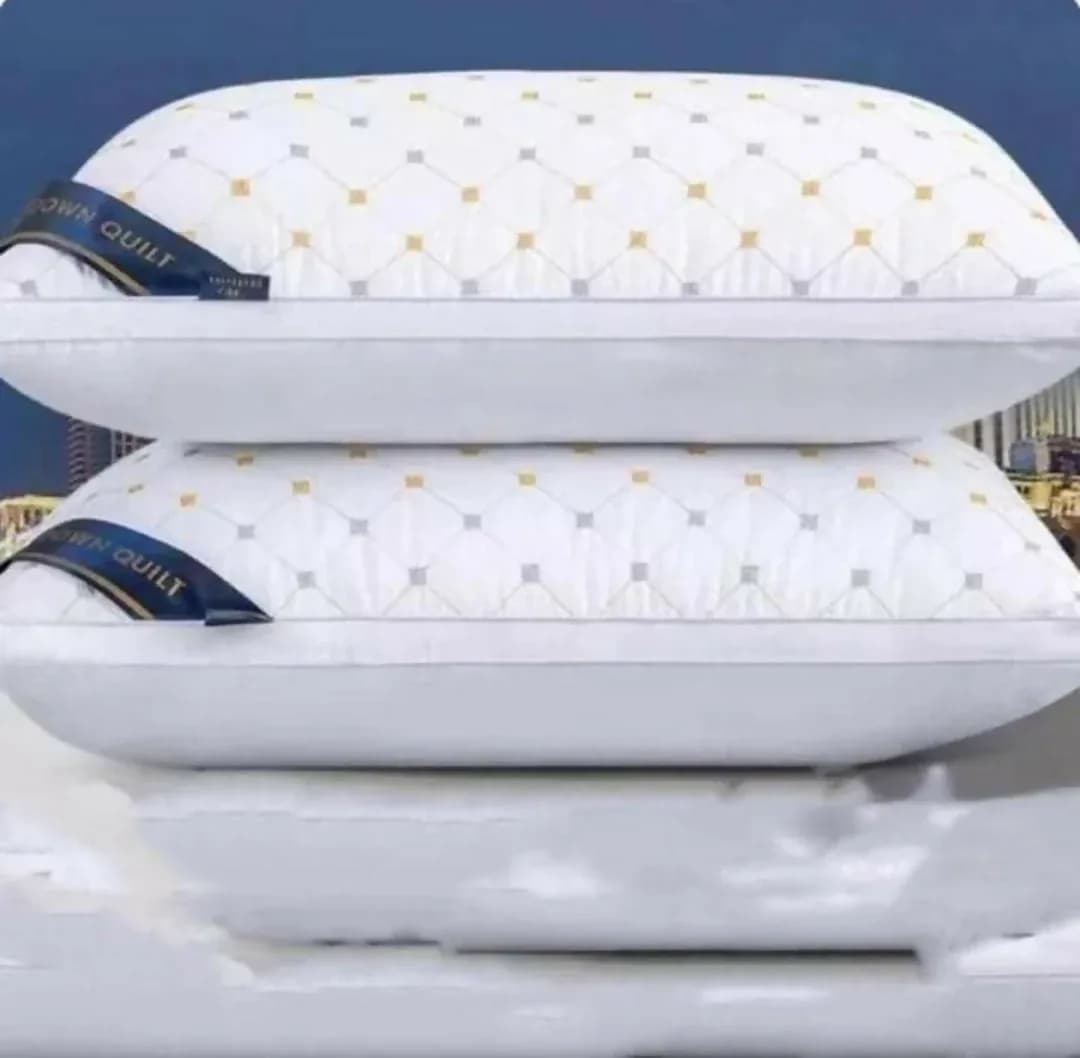 Luxury Quilted Down Pillows – Diamond-Stitched with Gold & Silver Accents Set of 2pcs