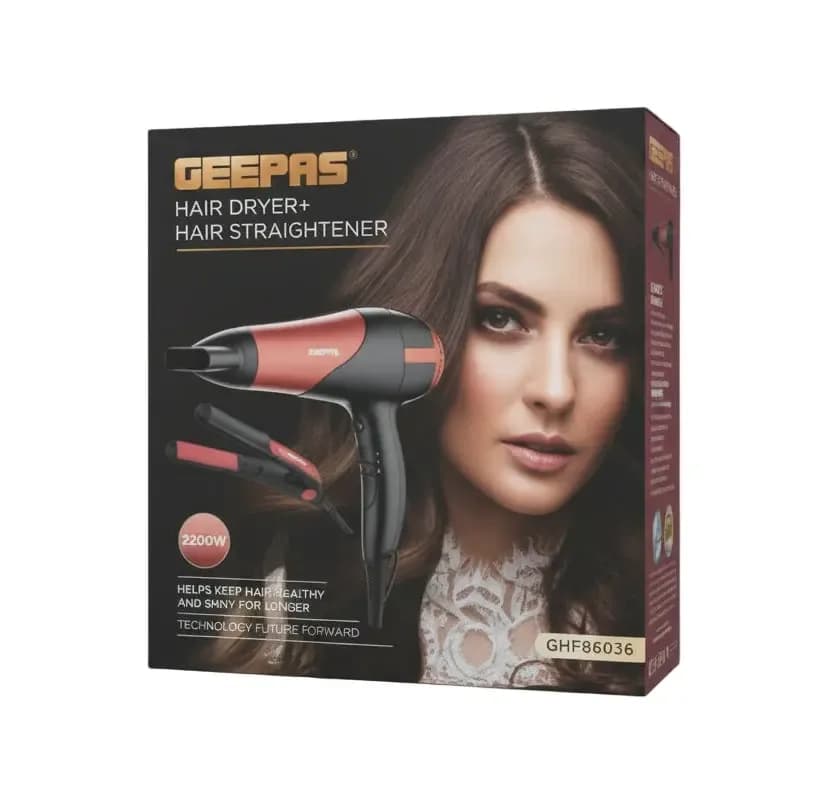 Geepas 2-in-1 Hair Dryer & Hair Straightener Combo Set – Model GHF86036