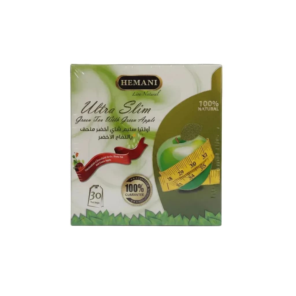 Hemani Ultra Slim Green Tea With Green Apple (Live Natural 30 Tea Bags