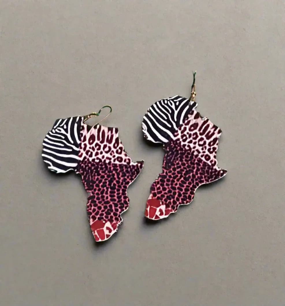 Africa-shaped Animal Print Earrings