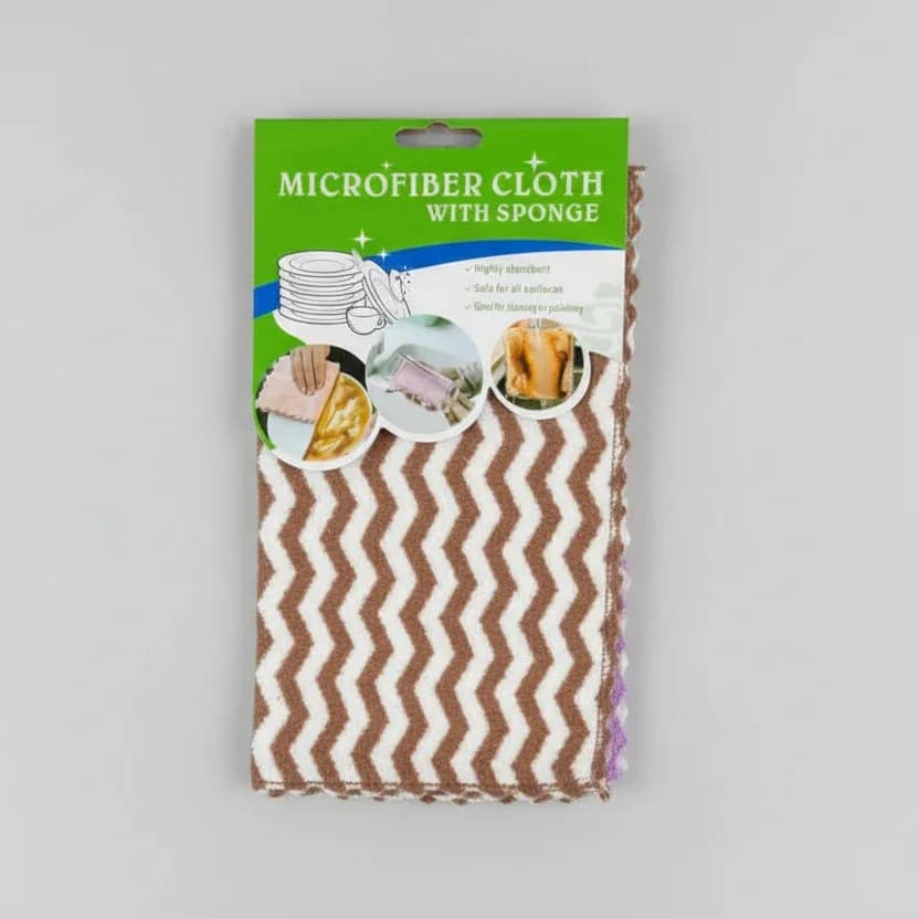 Microfiber Cloth With Sponge/3 Pieces