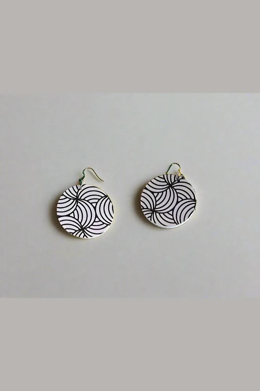 Pair of Black and White Zebra Pattern Dangle Earrings