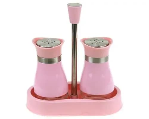 Salt & Pepper Shakers with Holder Set 3PCS