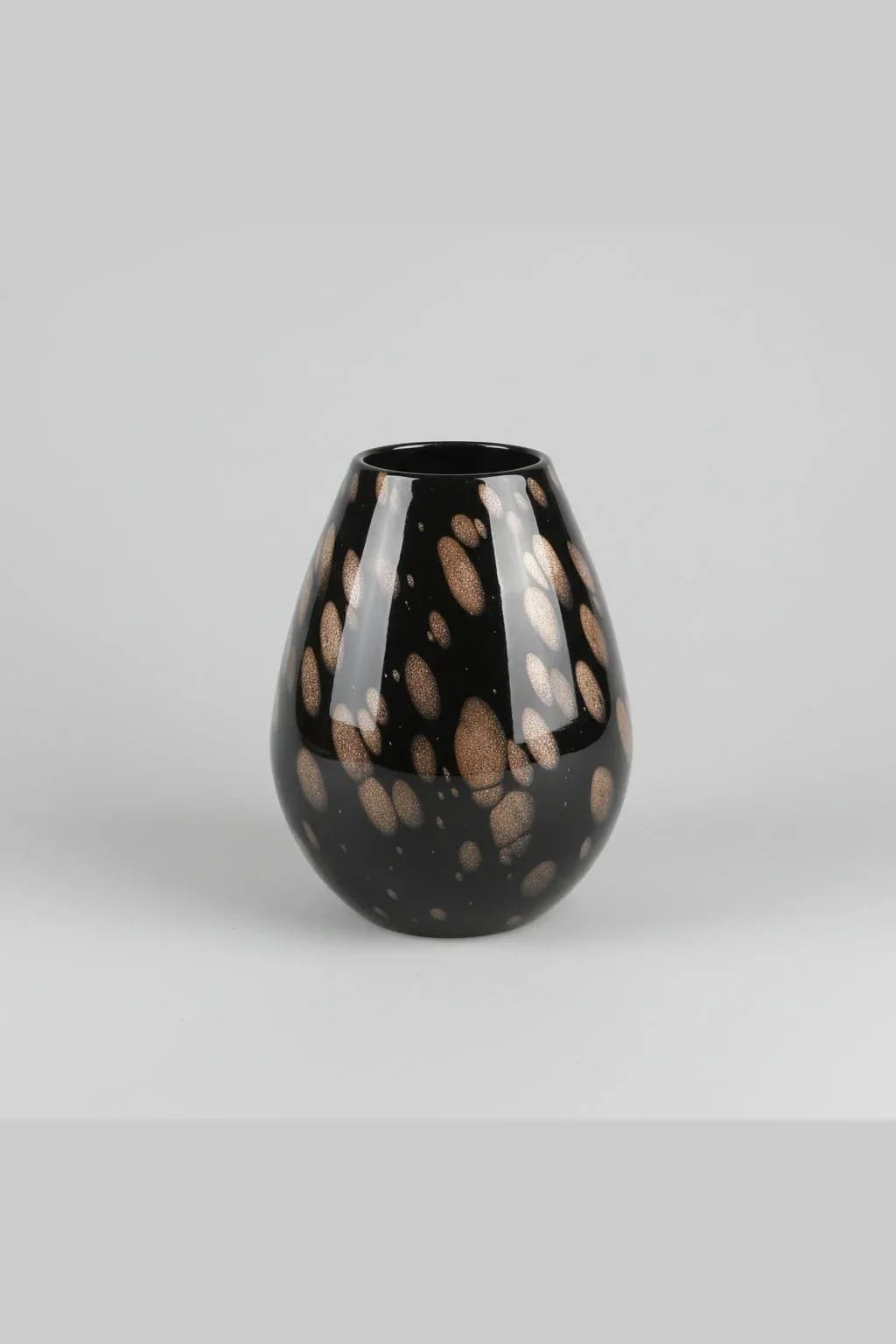 Black Speckled Bulbous Glass Vase