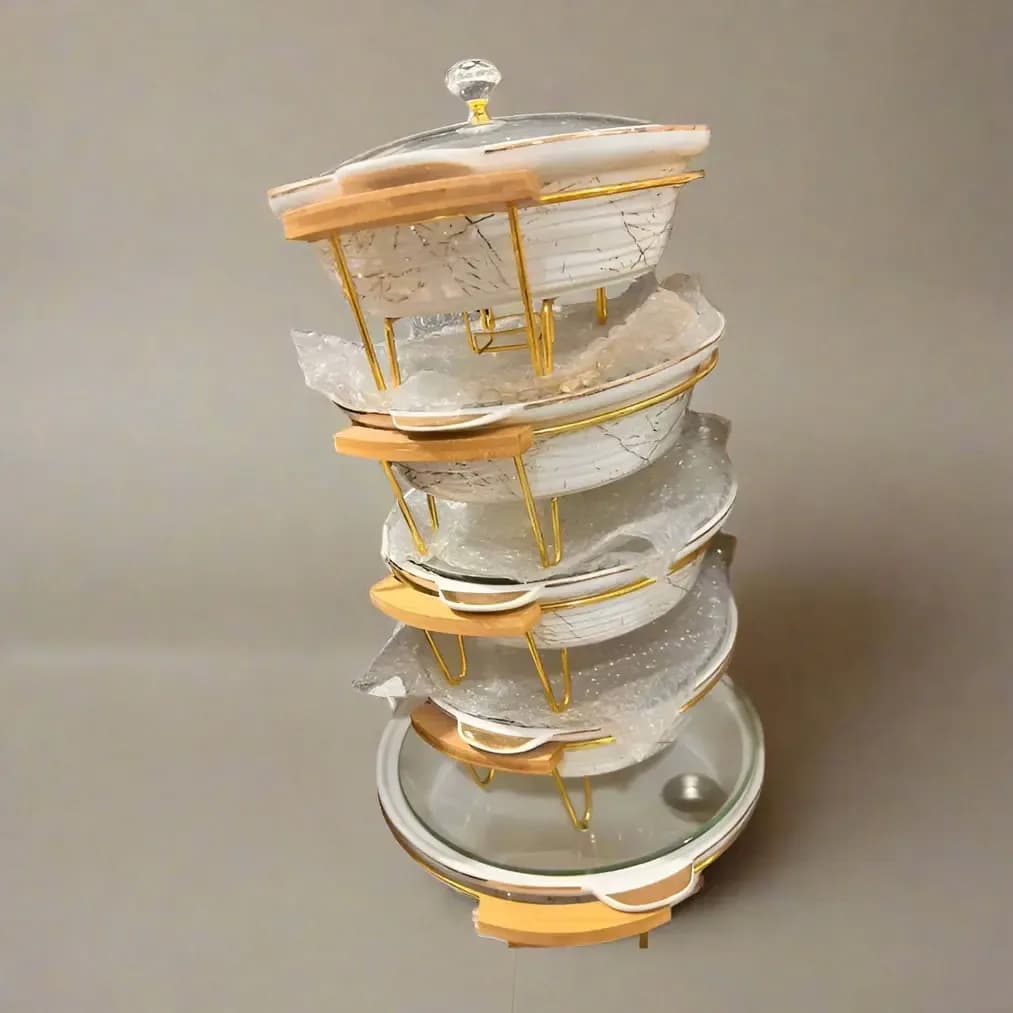 Elegant White and Gold Baking Dish Set - 5 Pieces
