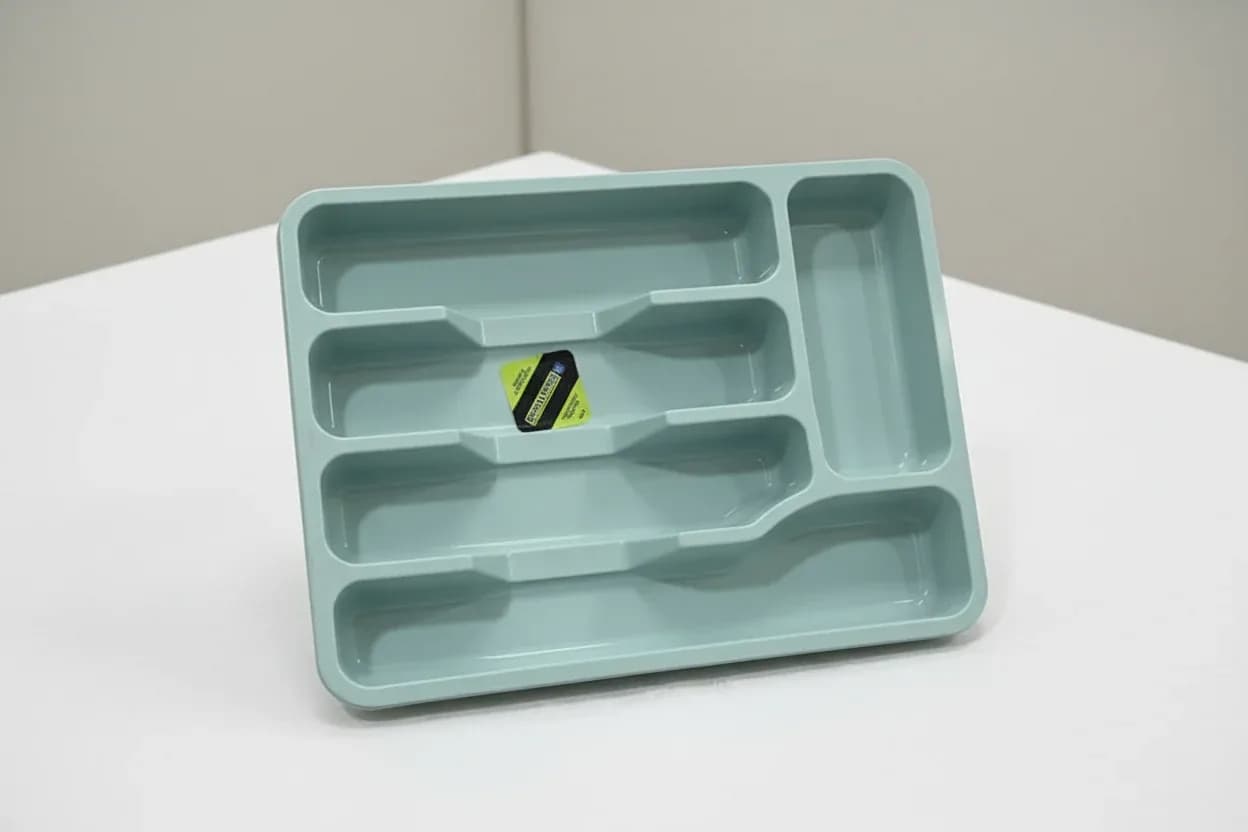 Plastic Kitchen Cutlery Organizer Tray – Multi-ComparBlue/Silver SagetmeStorage Light nt Utensil