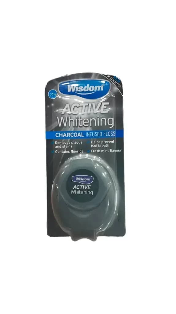Wisdom Active Whitening Charcoal Infused Floss -0.5 oz