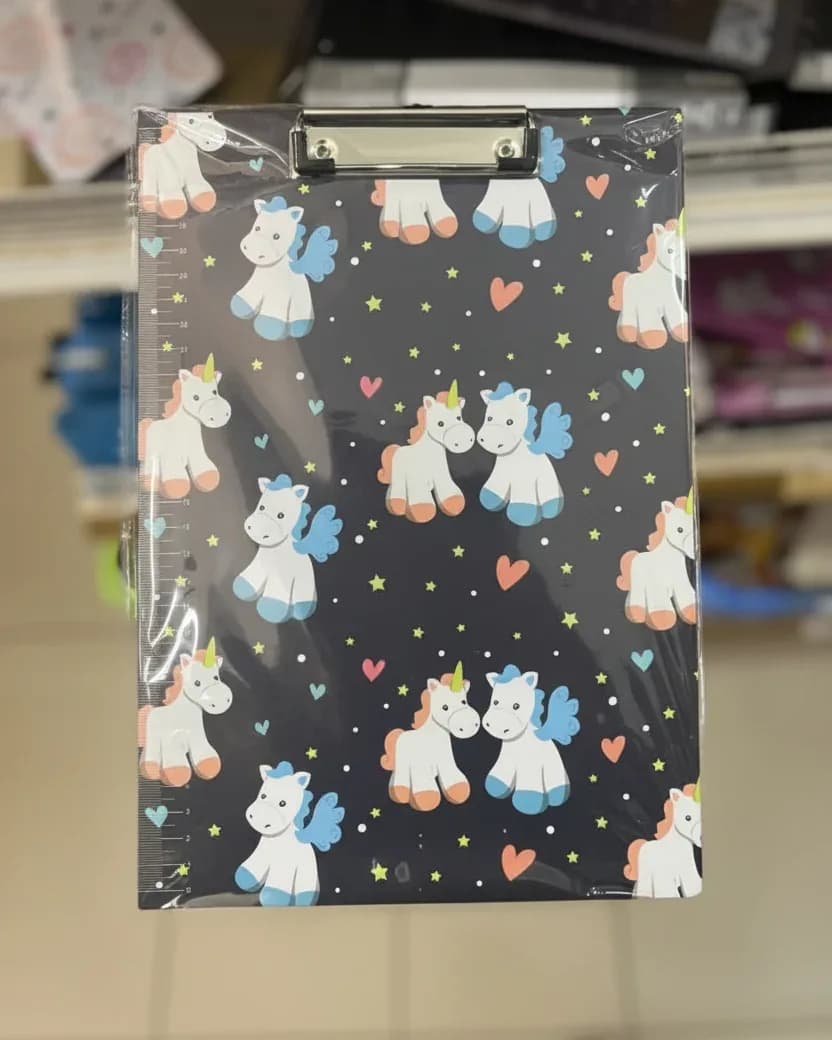 Unicorn Pattern Plastic Clipboard A4