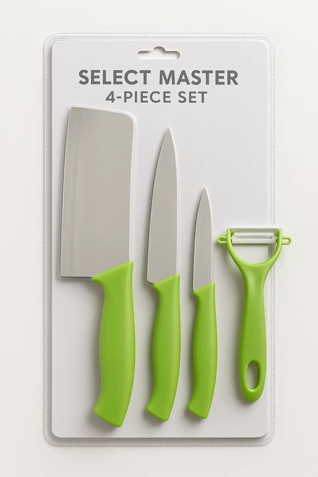 Select Master 4-Piece Kitchen Knife Set – Green Handle Essentials