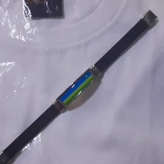 Rwanda Flag-Inspired Bracelet with Black Strap