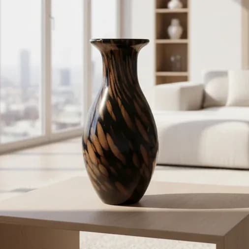 Tapered Speckled Glass Vase (Onyx & Amber)