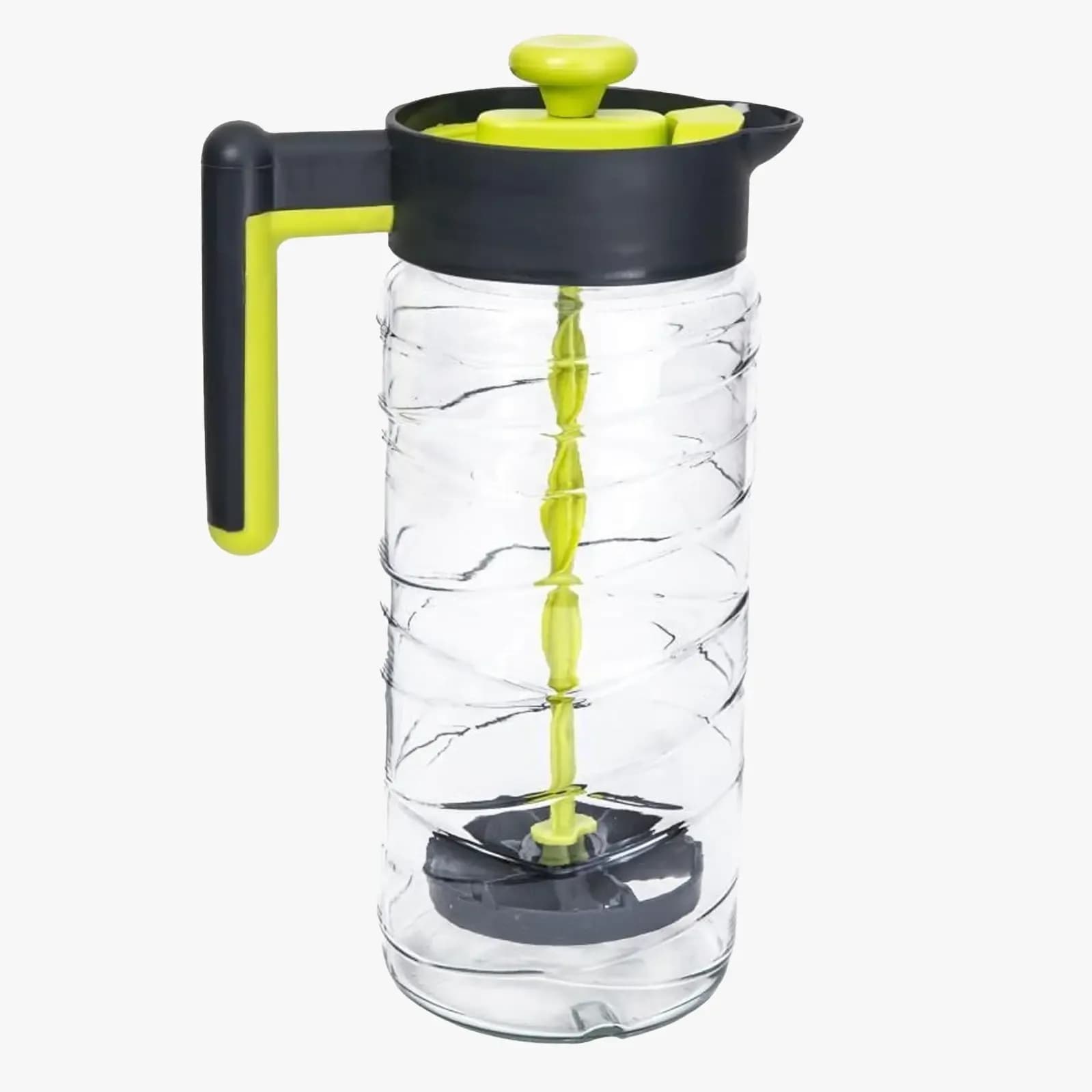 Nilkamal Transparent Glass Jug with a Muddler Lid and Handle 1.46L