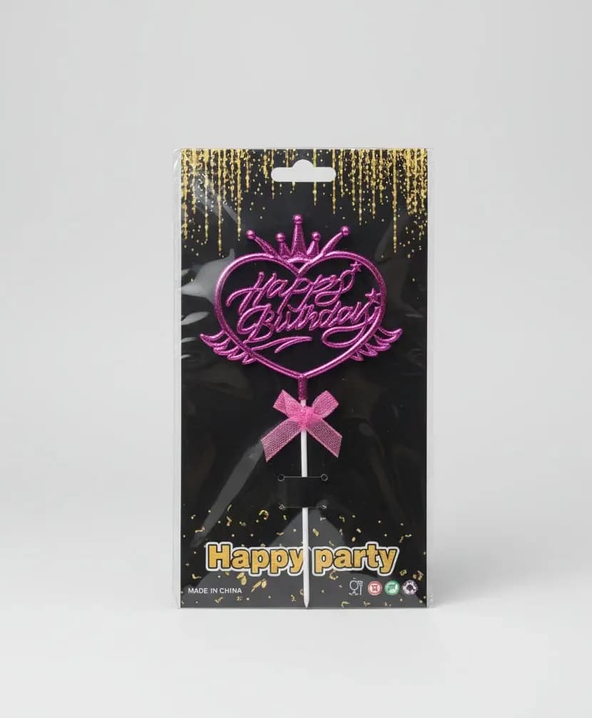 Pink “Happy Birthday” Cake Topper