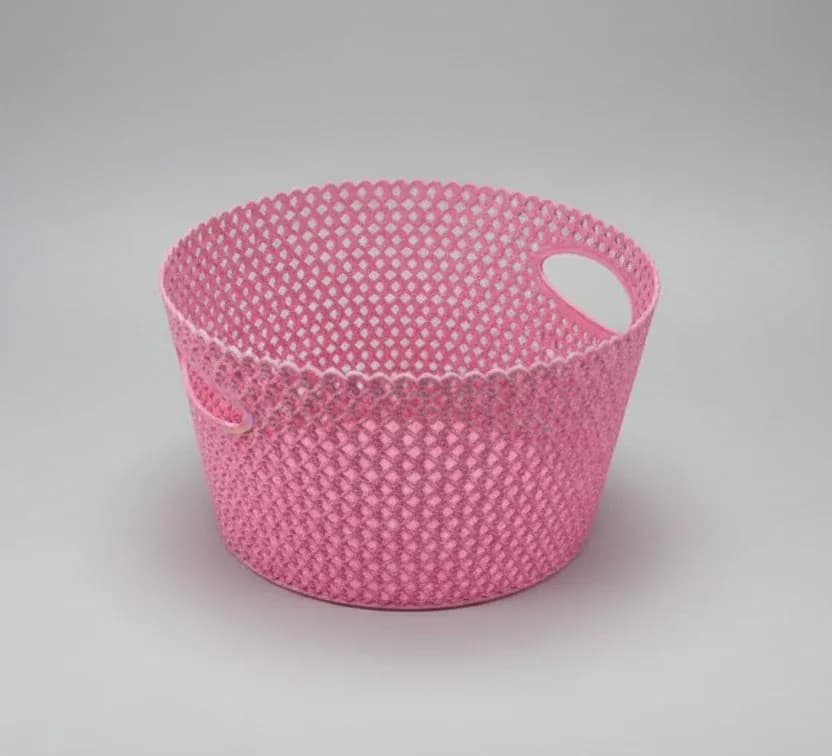 Plastic Storage Basket with Handles and Lattice Pattern