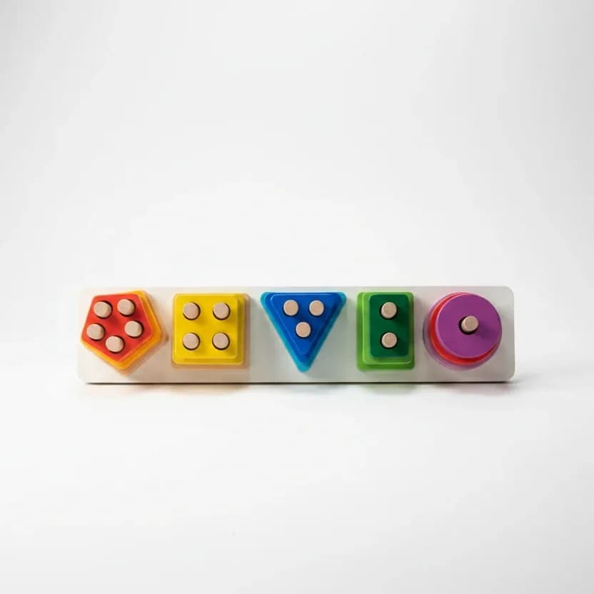 Geometric Shape Sorting and Stacking Puzzle Toy