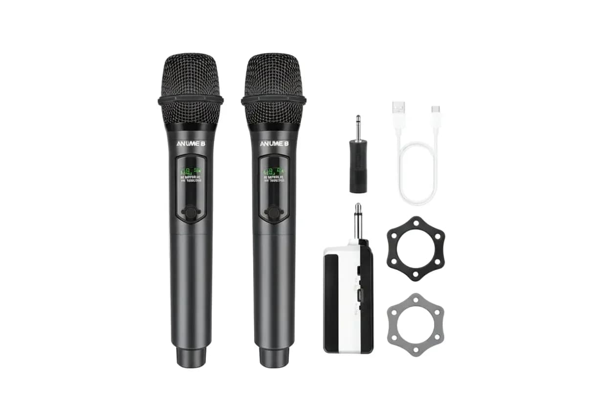 Wireless Microphone, Professional Dual Handheld Cordless Dynamic Mic System