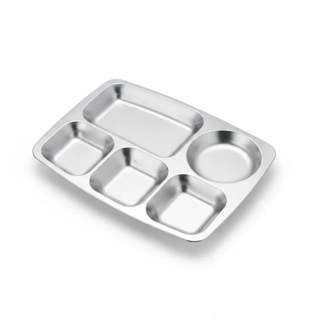 Stainless Steel 5-Compartment Mess Tray