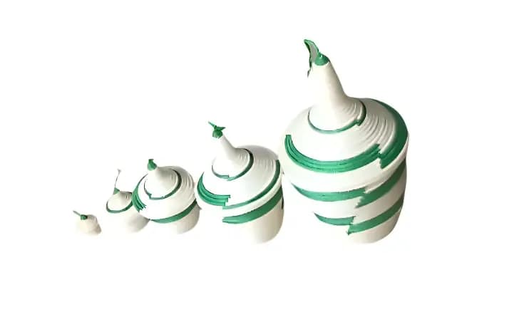 Handcrafted Green & White Woven Basket Set (5 Pieces)