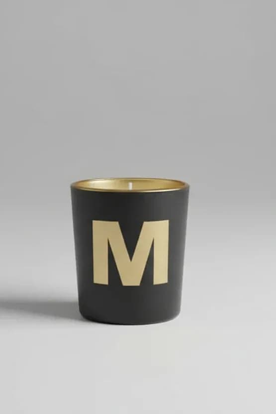 Monogrammed Gold and Black Jar Candle (Letter M)