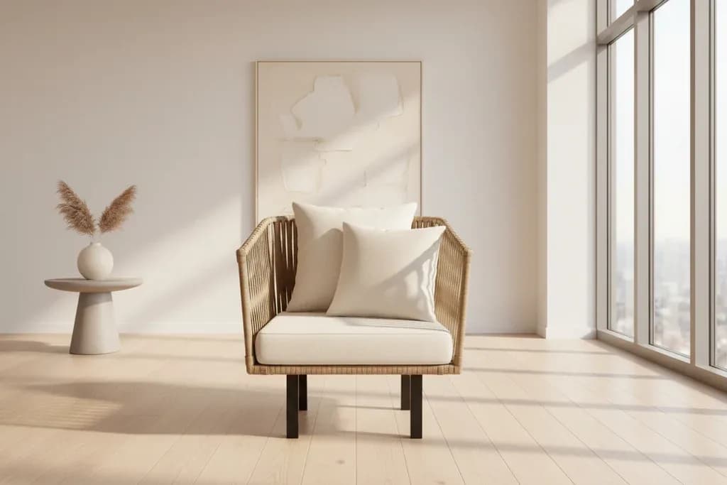 Modern Woven Armchair with Cushions 1meter