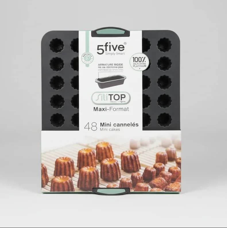 5five Silitop Maxi-Format 48 Mini Cannelés Silicone Baking Mould – Black Rigid Frame