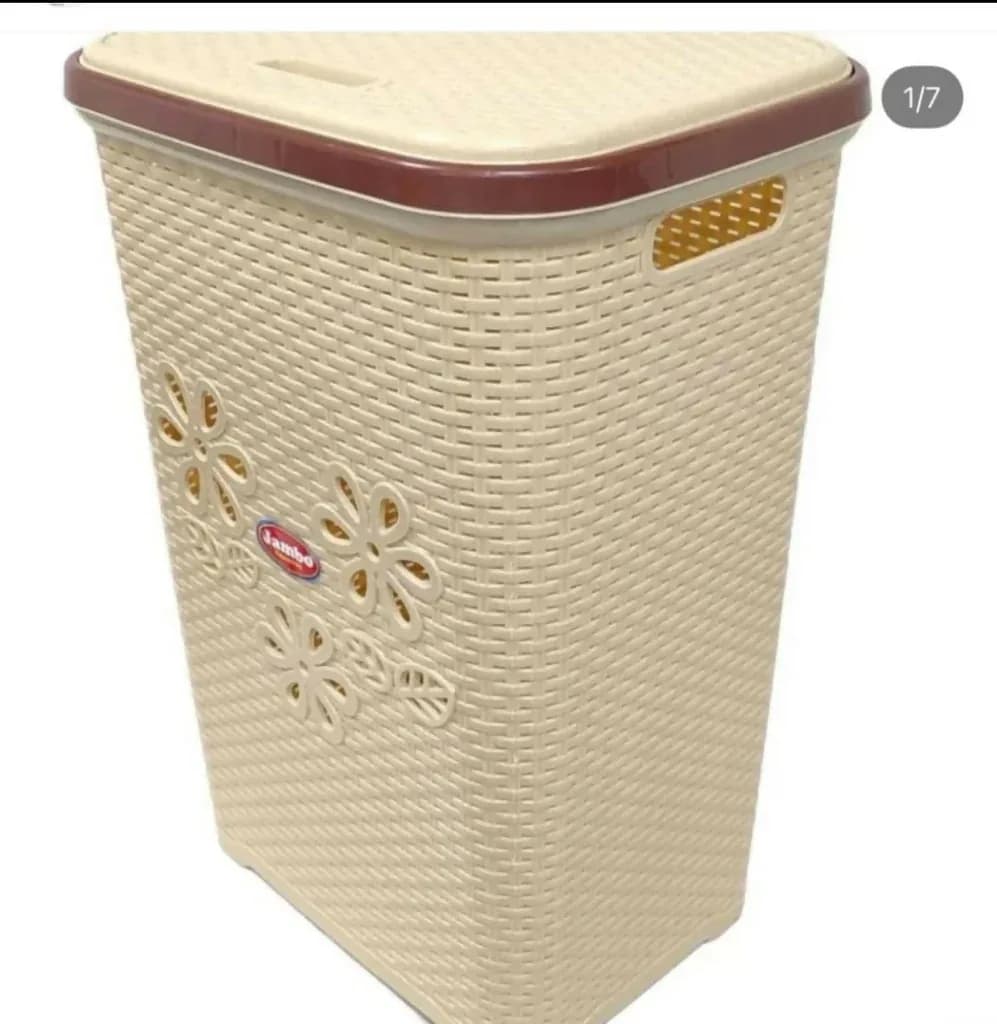 Jambo Plastic Rattan Laundry Basket with Lid