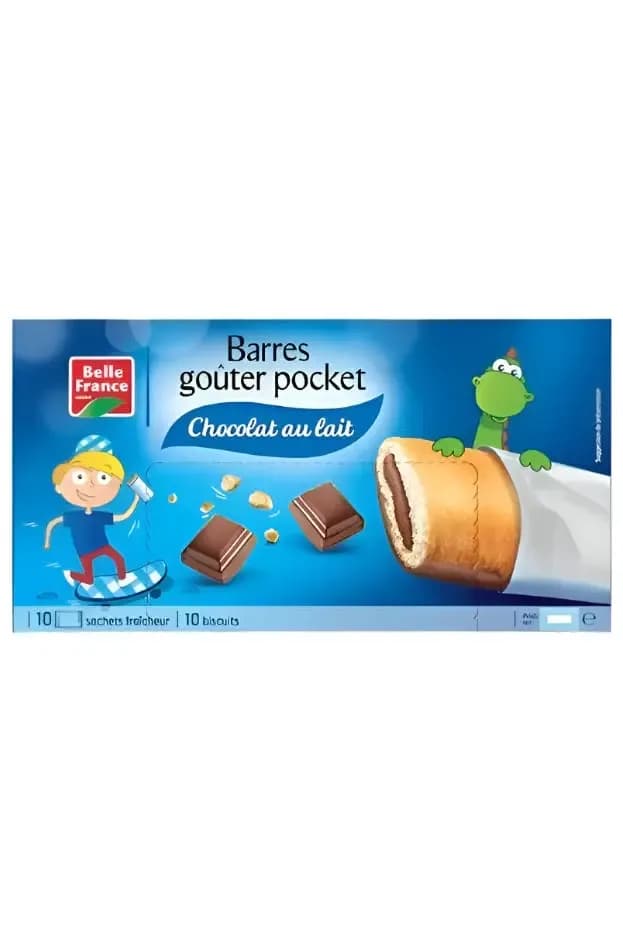 BELLE FRANCE Barres Gouter Pocket Chocolat Au Lait 295g