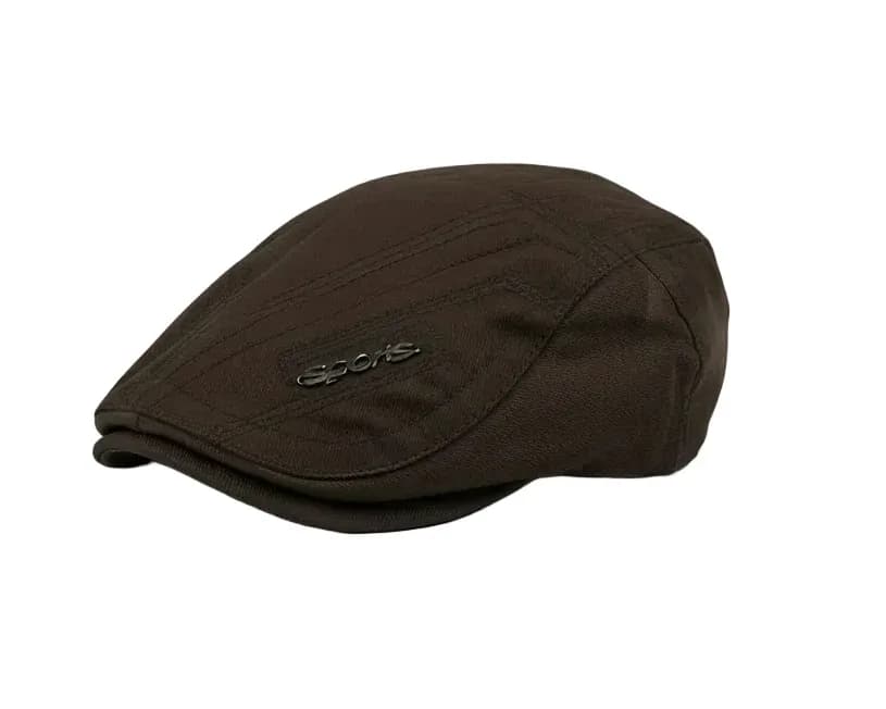Sports Dark Brown Cotton Flat Cap