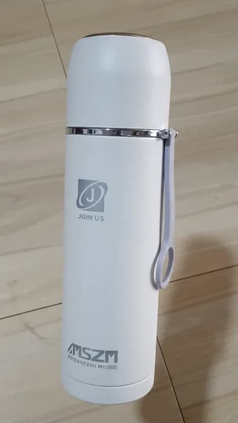 White Stainless Steel Vacuum Insulated Thermos Flask 1L