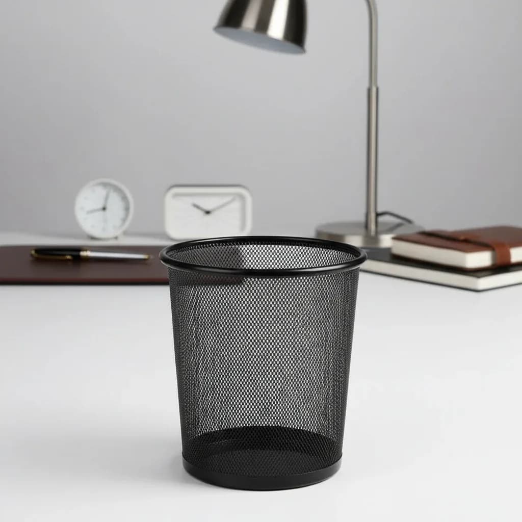 Office Black Metal Dustbin
