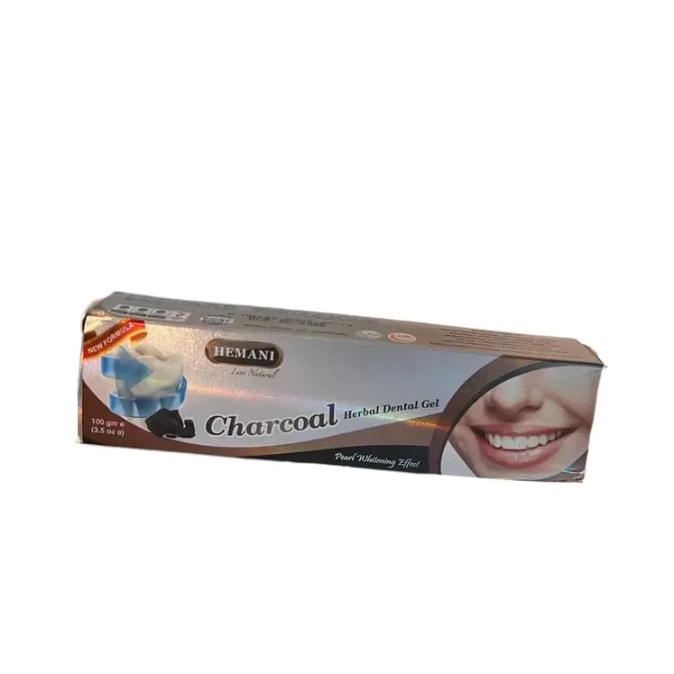 Hemani Charcoal Herbal Dental Gel Toothpaste (100g) - Pearl Whitening Effect
